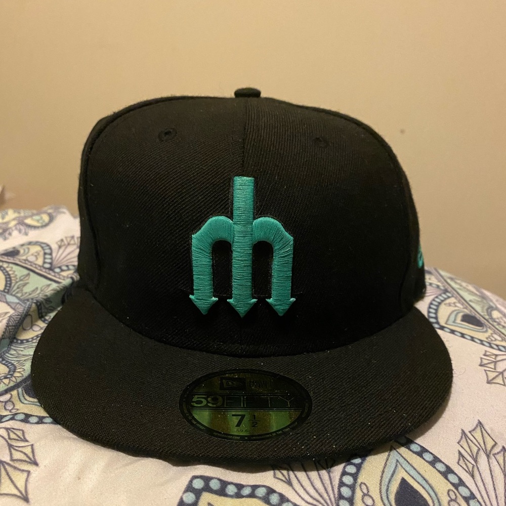 New Era Seattle Mariners Custom Tiffany Blue Fitted Hat Sz 7 1/2 59Fifty